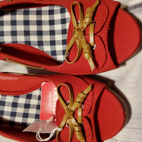 Dexter peep toe red Wedges 8.5 - Picture 6 of 8